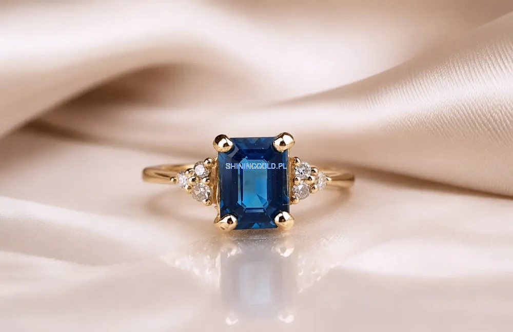 Pierścionek z Topazem London Blue i diamentami (1012WS)
