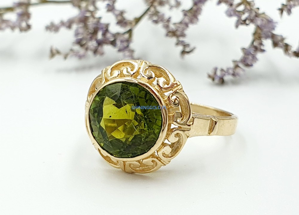 Złoty pierścionek z Turmalinem (035.P)